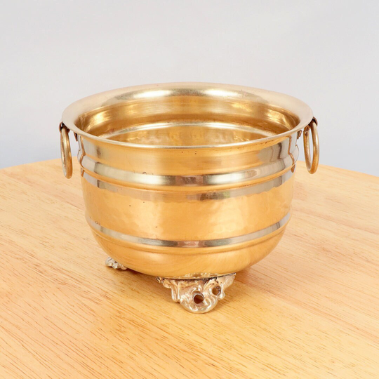 Flower Pot/Bucket || Vintage Solid Brass & Copper Handmade Hammered Labeled - Rih Made in India