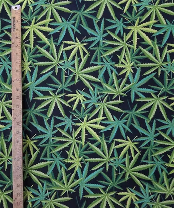Herb Green Pattern Poly Cotton Fabric 18" X 44
