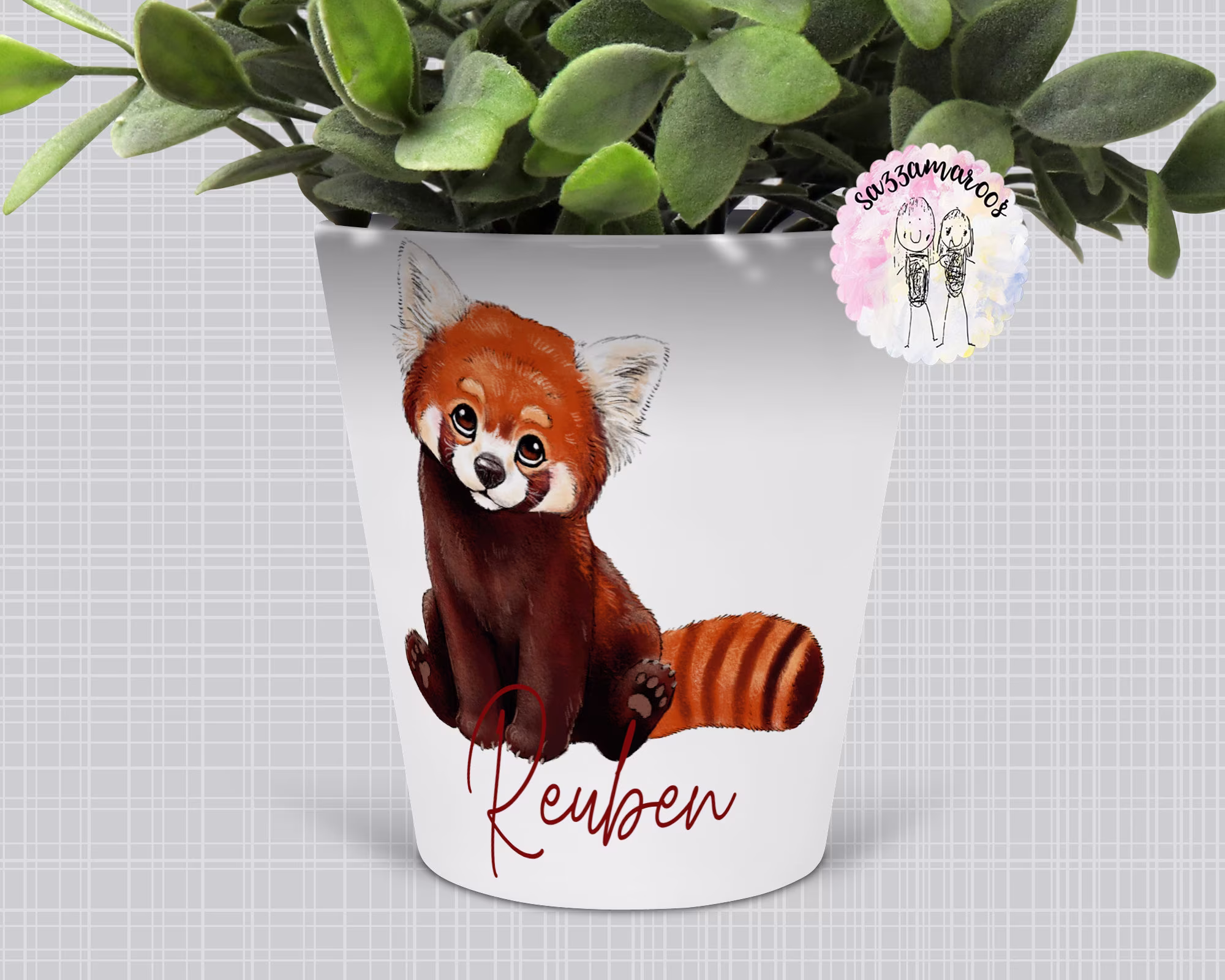 Red Panda Gift | Red Panda Plant Pot Personalised Planter Cute |Winter Plant Pot