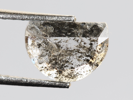 0.53 Ct, 7.3 X 5.2 1.3 Mm, Fancy Salt & Pepper Moon Shape Flat Polished Natural Loose Beautiful Diamond, Rustic R1484