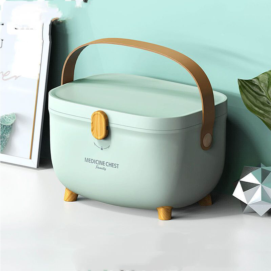 Empty family medicine box - ready-to-use case, medicine box, pill box, multi-layer, for household bandages, fk + Green + 28*20*18CM