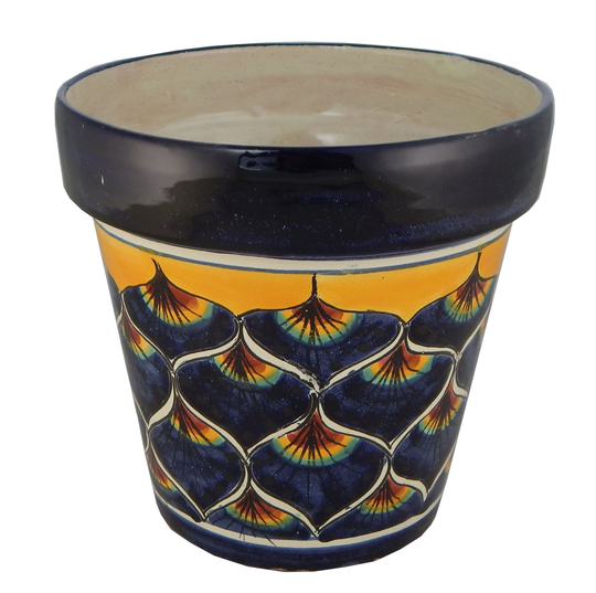 Mexican Ceramic Flower Pot Planter Folk Art Pottery Handmade Talavera # 35