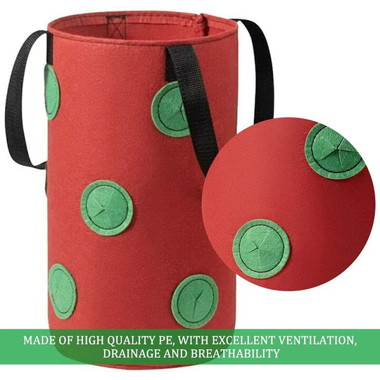 Bearsu - Gallon Strawberry Planting Bag, Strawberry Grow Bags, Hanging Plant Bags with 12 Holes, for Strawberries, Herbs, Flowers, 20x35CM (Red)