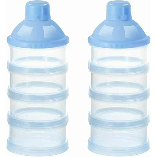 Monly - Pieces Milk Measurer, Milk Snacks Box, 4 Compartments Portable Baby Milk Powder Case, Milk Box for Travel and Outdoor Activities (Blue)
