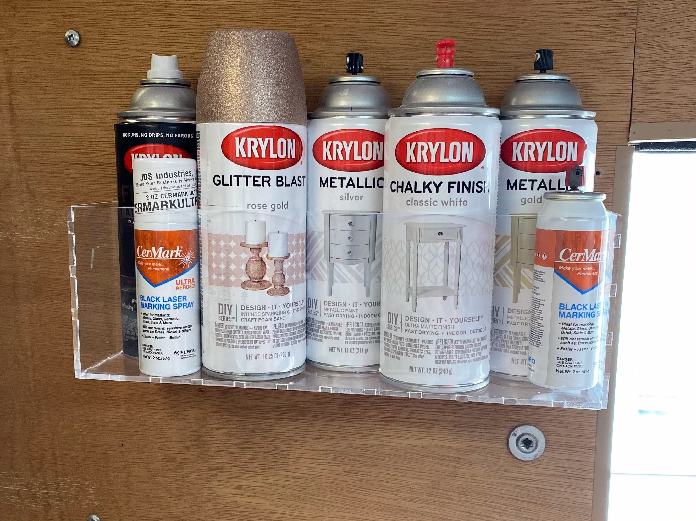 Floating Shelf in Clear Acrylic For Storage Solution Ideas, Home Office Organization, Paint Shelf, Glitter Spice Rack, Planter Box