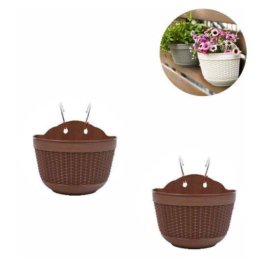 Sun Flowergb - 2 Piece Plastic Hanging Planters - Detachable Hook Cafe