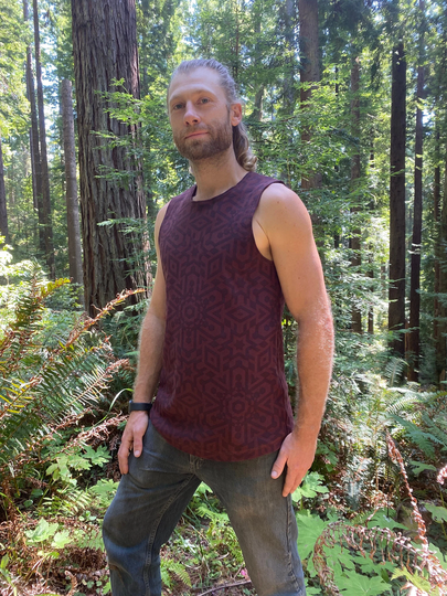 Tank Top/Organic Cotton Redwood Starburst Natural Shirt Geometric Low Impact & Dye Medium Weight Tank Top