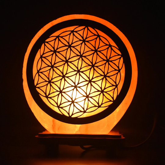 Himalayan Salt Flower Of Life Carved Lamp - 5-6Kg, Crystal Salt, Table Lamp, Natural Himalayan, Wedding Gift, Handmade, Home Decor, Gift