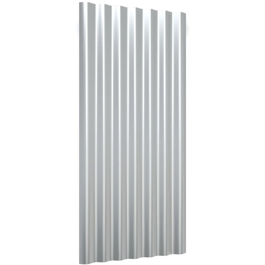 Roof Panels 12 pcs Powder-coated Steel Silver 80x36 cm Vidaxl Silver