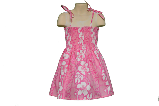White Hibiscus Girl's Tube Top Dress Dress 100% Cotton | Little Girl Dresses Made in Hawaii