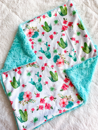 Ready To Ship, Floral Cactus Lovey, Hawaiian Baby Security Blanket, Girl Comfort Crib Bedding