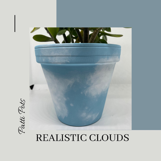 Realistic Clouds Hand Painted Terracotta Plant Pot