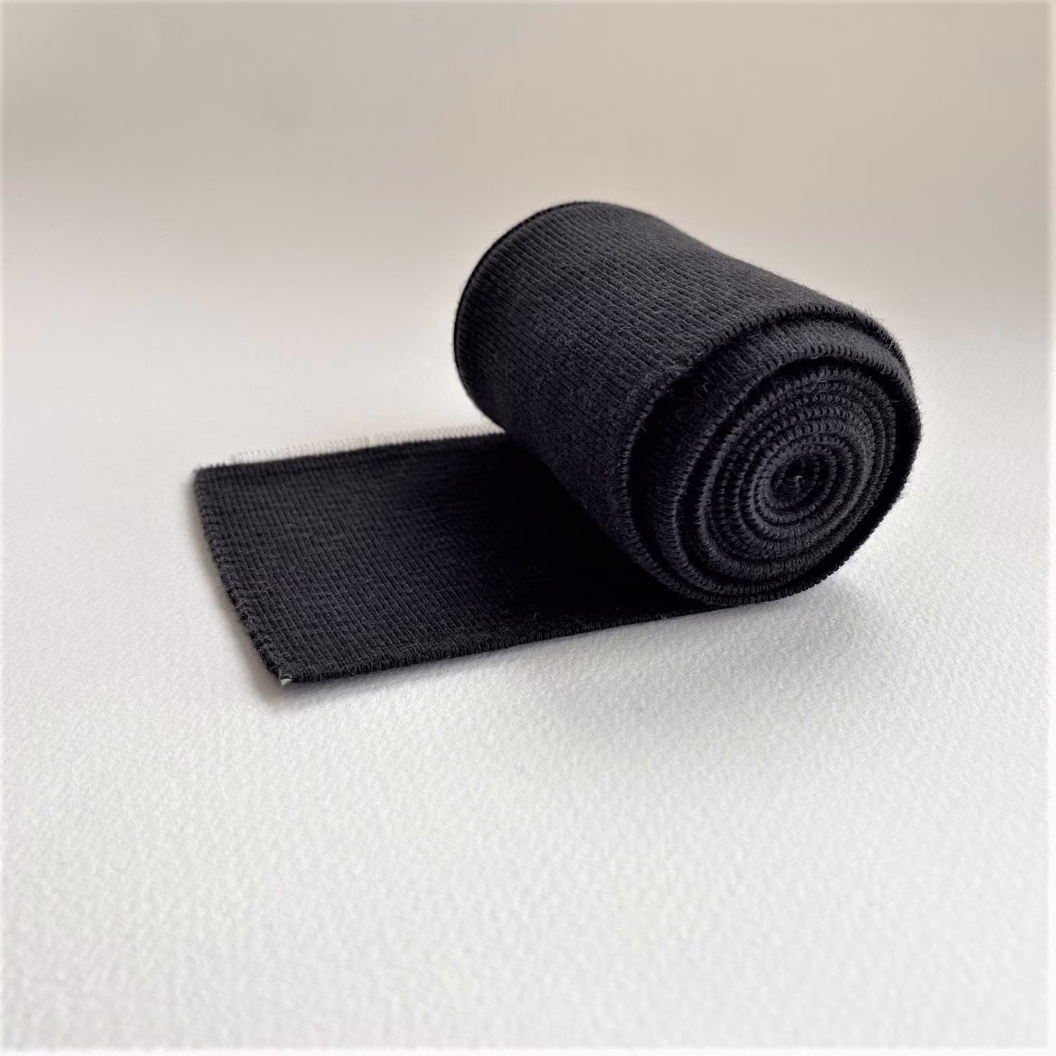Black Organic Got Certificated Ready Made Cuffing - Ribbed Knit Stretch Jersey