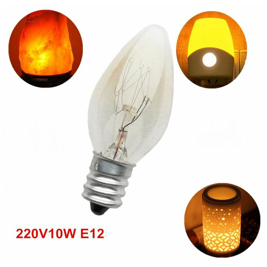 6pcs E12 Light Bulb Bulb 220V 10W C7 Pointed Bulb E12 Small Screw Salt Lamp Aroma Diffuser Night Light Incandescent Lamp Tungsten Bulb - Muff