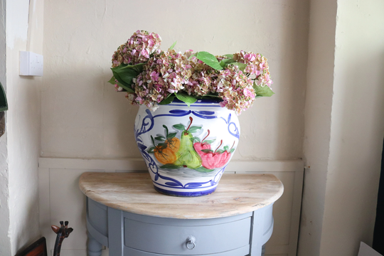 Large Hand Painted Spanish Indoor Terracotta Plant Pot/Planter 38.5cm W X 34cm H