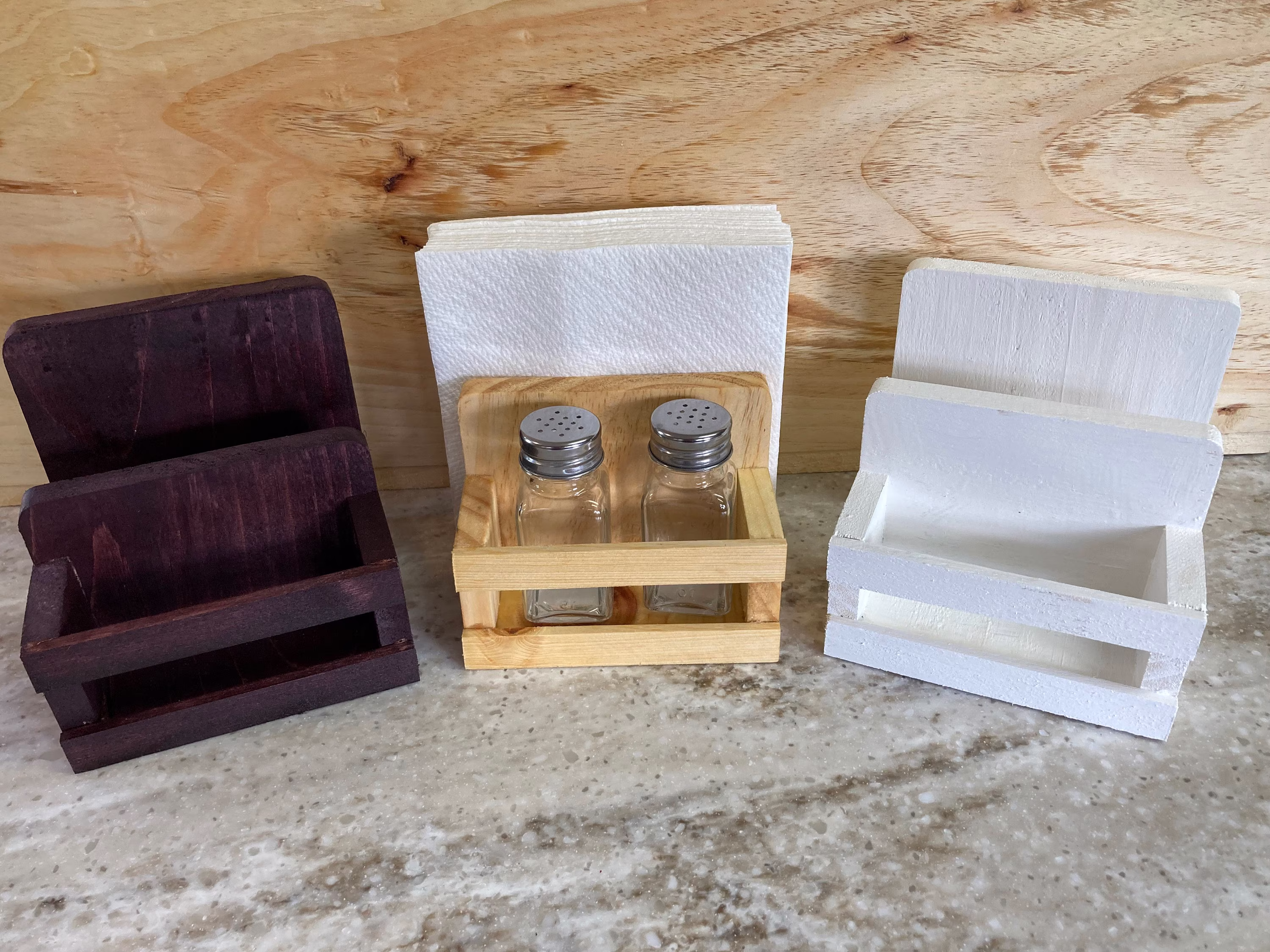 Farmhouse Salt & Pepper Shaker/Napkin Holder - Handcrafted Wood