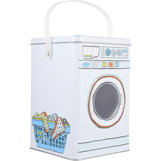 Washing Machine Shaped Metal Storage Box with Lid, Laundry Detergent Powder Storage Box, Sundries Holder, White