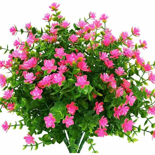 Outdoor Artificial Fake Flowers, Green Plastic Art for Indoor Outdoor Hanging Planters Home Office Wedding Farmhouse Decor 12pcs Roses - Thsinde