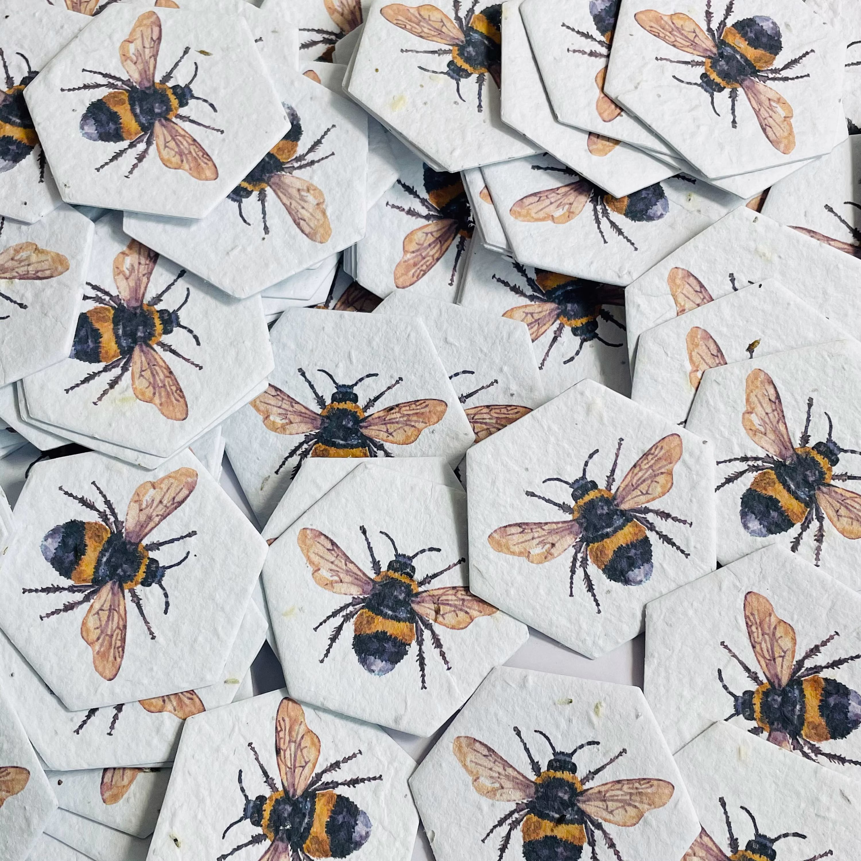50 Seed Paper Bee Hexagons Plantable Eco Friendly Confetti Wedding Party Favour Gifts