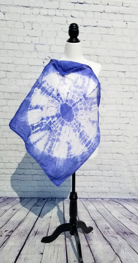 Hand Dyed Organic Cotton Shibori Periwinkle Bandana