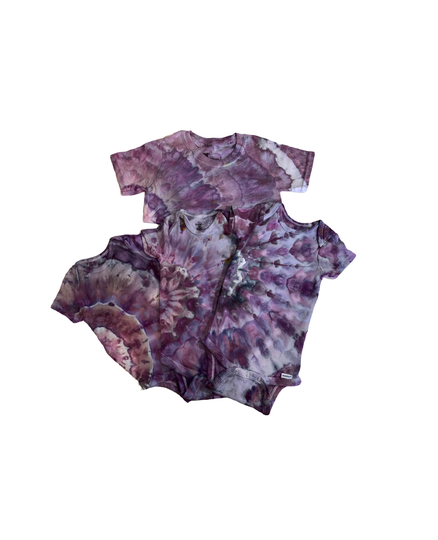 Organic Cotton Tie Dyed Onesies & T-Shirts - Purple Geode