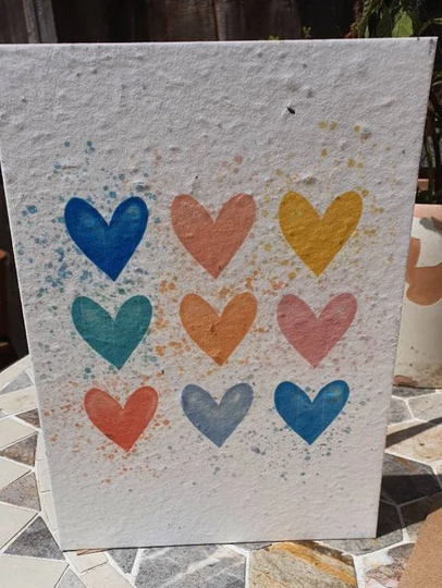 Plantable Painted Hearts Seed Card, Wildflower Sustainably Made Blank Greetings, Eco Friendly Gift Birthday Thank You, Gardening Teacher Kid