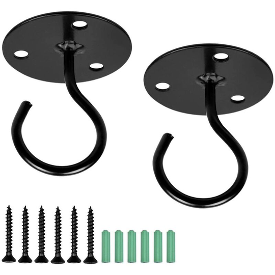 Kartokner - 2 Pcs Ceiling Hooks for Hanging Plants Basket Wind Chimes, Fixing Accessories with Screws, Iron Art Wall Hook for Bedroom Living Room