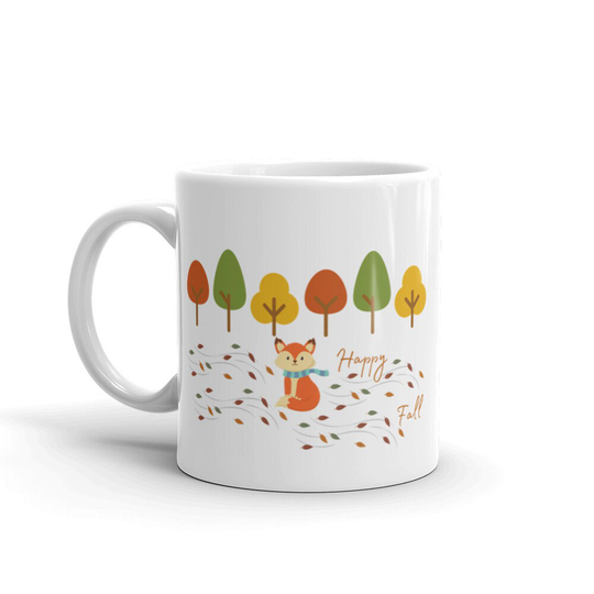 Happy Fall Fox Mug, Autumn Cup, Changing Leaves Season Cheerful & Cute Gift