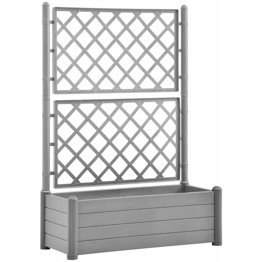 Garden Planter with Trellis 100x43x142 cm pp Stone Grey Vidaxl Grey