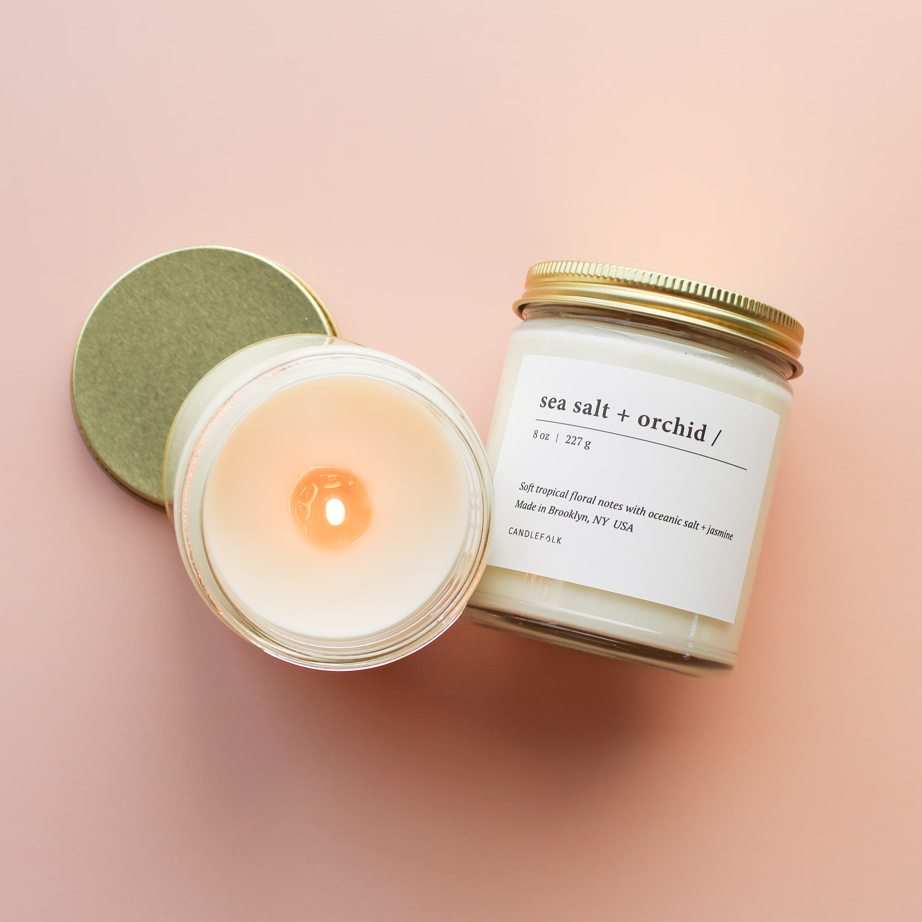 Sea Salt + Orchid - 8 Oz Soy Candle Hand-Poured Candlefolk