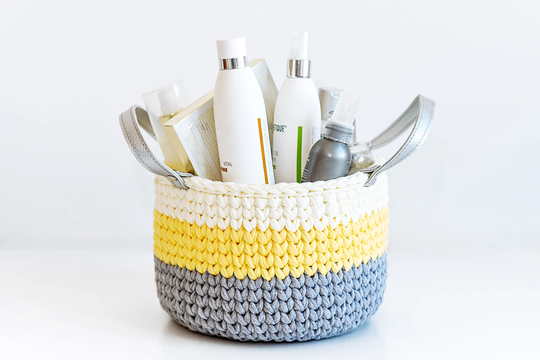 Modern Crochet Home Storage Basket. Kitchen Cosmetics Organizer
