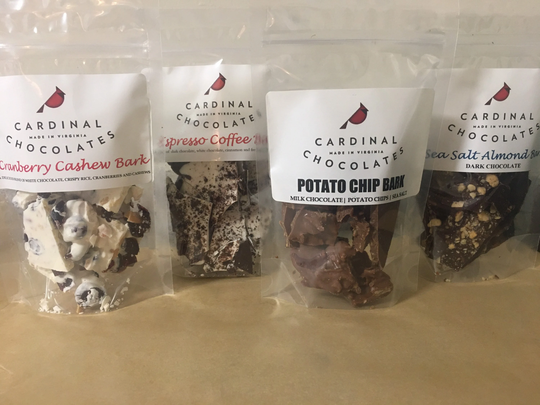 Chocolate Bark Sampler Espresso, Sea Salt Almond, Potato Chip & Cranberry Cashew - 3Oz Each Flavor