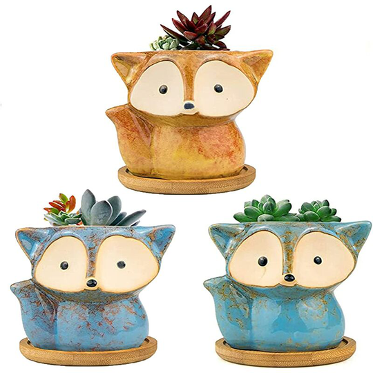 2 Pieces Blue Succulent Flower Pot, Ceramic Succulent Plant Pots, Mini Ceramic Flower Pots, Planters with Accessories, Great for Home Decoration