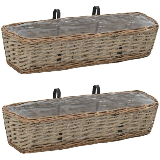 Vidaxl - Balcony Planter 2 pcs Wicker with pe Lining 60 cm Brown