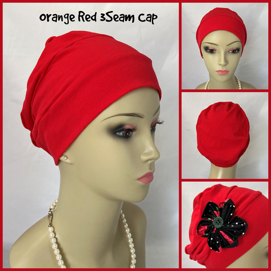 Organic Red Cotton Turban 3-Seam Hair Cover, Cancer Patient Hat, Alopecia, Tichel Mitpachat Head Wrap, Volumizer Chemo Headwear