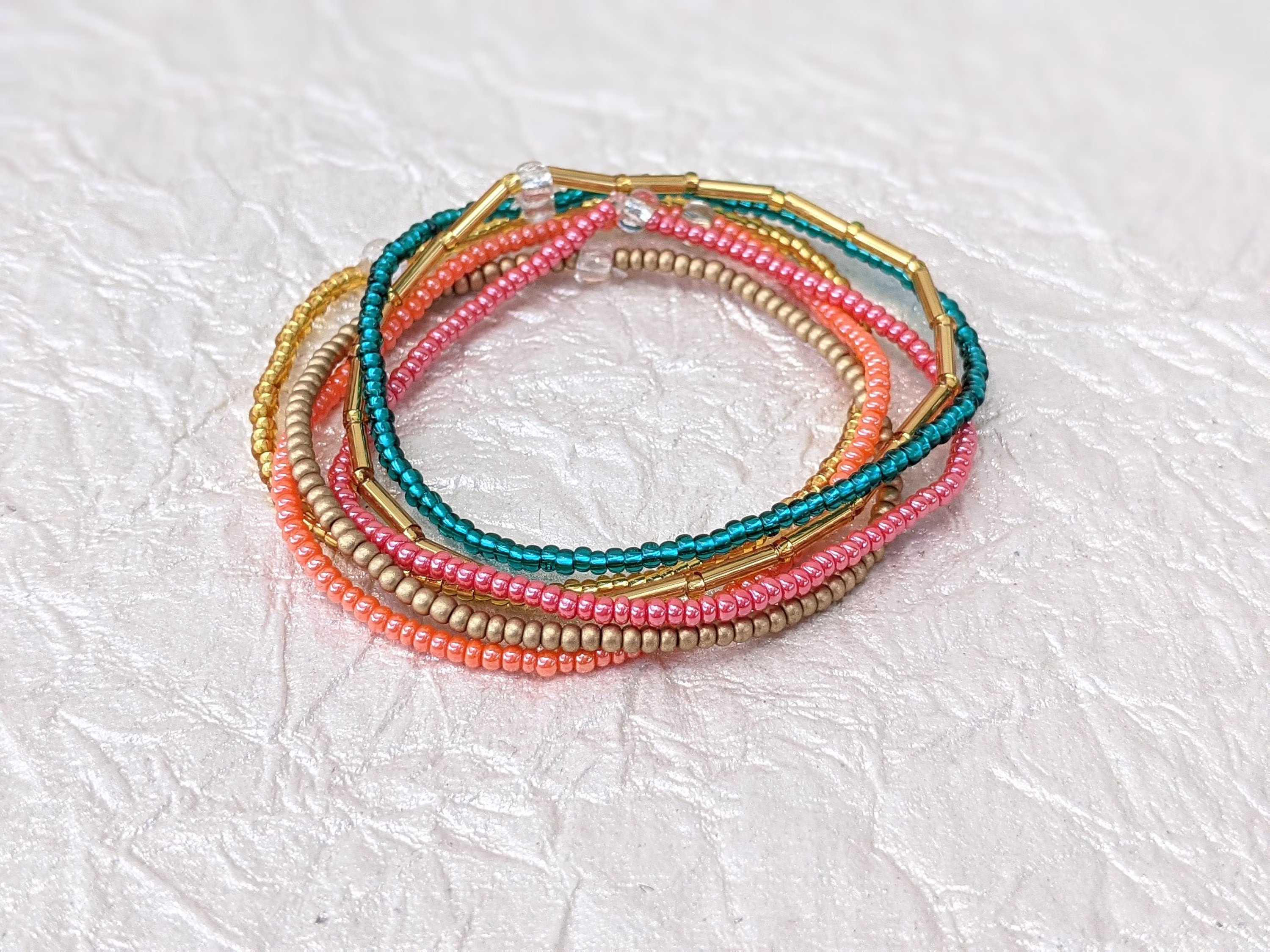 Bracelet Set, Seed Bead Bracelet, Stretch Small Beaded Stack, Colorful For Women