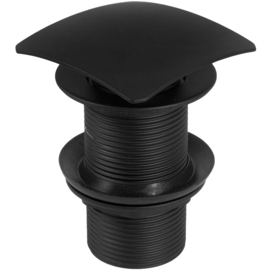 Deante - Click-Clack Unslotted Square Push Button Waste Plug Sink Basin Black Powder Coated
