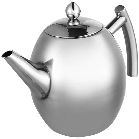Moroccan Teapot With Filter - 1L Stainless Steel Coffee Maker Kettle With Filter, Large Capacity Thickened Flat Bottom Coffee Tea Water Container