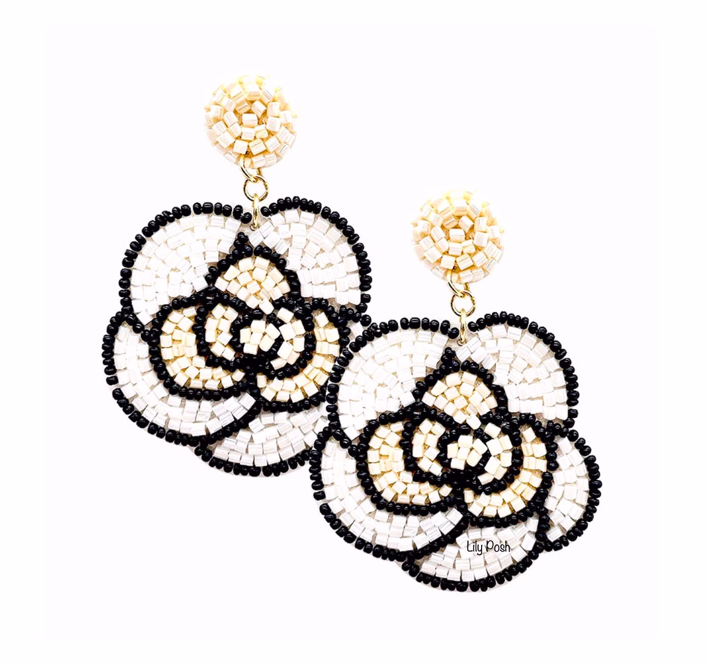 Flower Earring, Rose Seed Bead Embellished Gift For Her, Party Favor