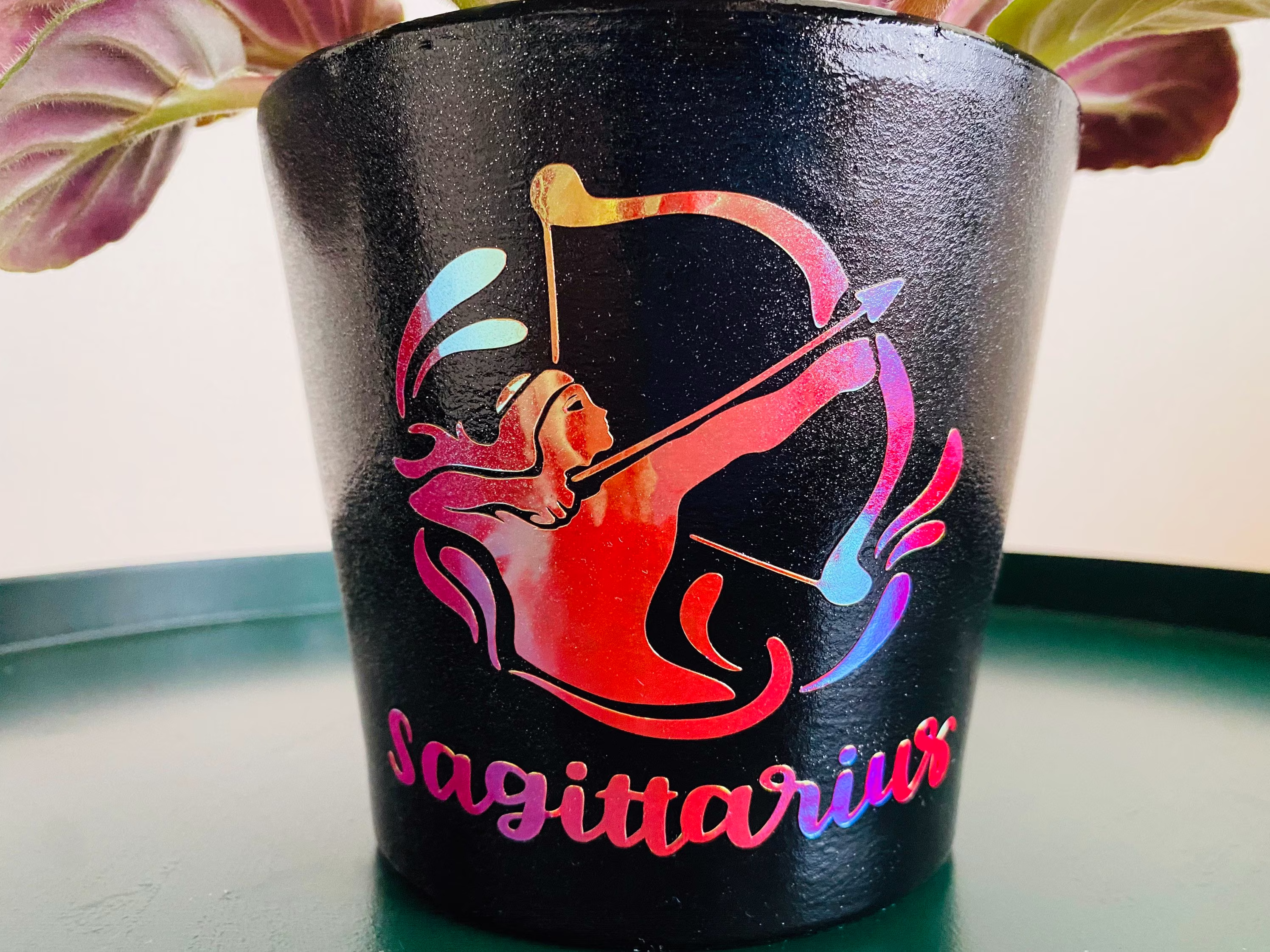 Sagittarius Zodiac Plant Pot - 4 Inch Planter With Drainage Hole, Made Clay Terra Cotta