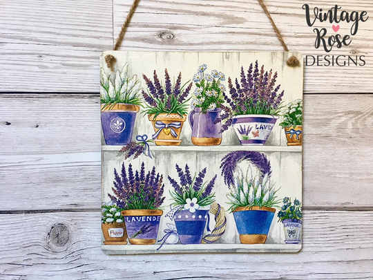 Lavender Wall Hanging Plaque, Garden Plants Wooden Art, Decor, Plant Pots, Bathroom Wall Hanging, Kitchen Hanging