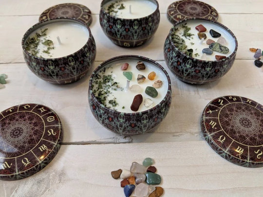 Handmade Peppermint Organic Soy Aromatherapy Candle Essential Oils Meditation Stone & Herb Candles Refreshing Fragrance