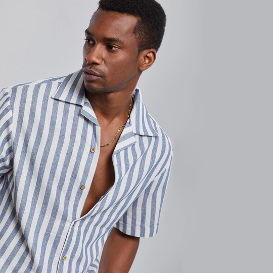 Marine Striped Linen Shirt - Organic Fabric, Summer Gift, Clothing For Men, Shirt, Summer Clothing, Marine Style