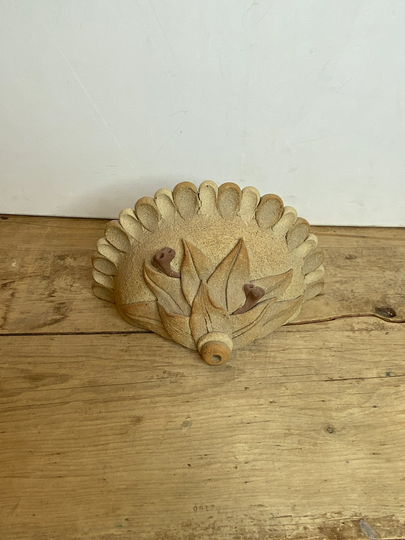 Vintage Studio Pottery Stoneware Hanging Wall Sconce With Leaf & Berries Design in Good Condition