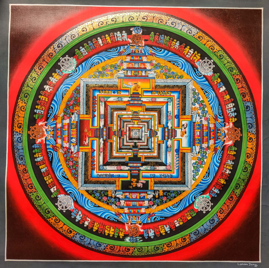 Seasonal Sale -Kalachakra Mandala For Family, Office Or Personal Growth | 3 D Kalachakra - Tibetan Thangka Art From Nepal