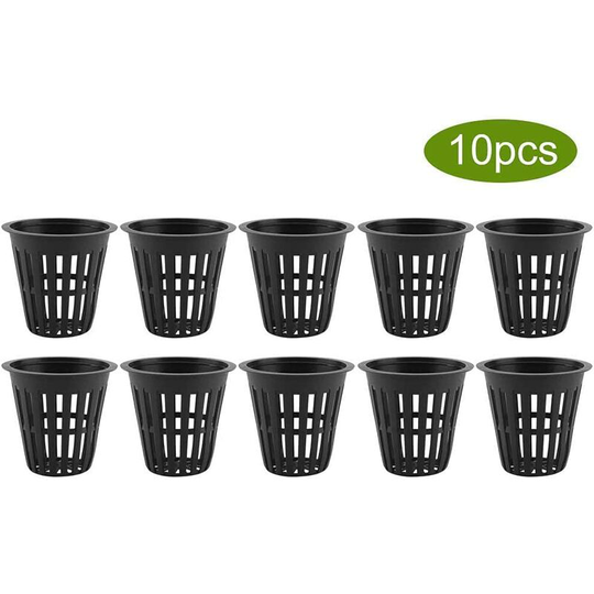10pcs/Set Hydroponic Baskets Plants Cups Plastic Pots Reusable Durable Garden Net Nursery Bucket Basket for Hydroponic Garden Planting Balcony(Black)