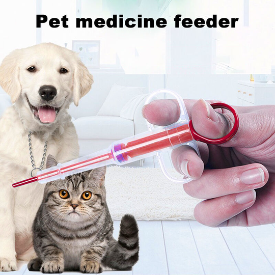Pet Pill Dispenser Pet Syringe Kit Medicine Feeder Feeding Tool with Soft Silicone Tip for Dog Cat Puppy Kitten Red