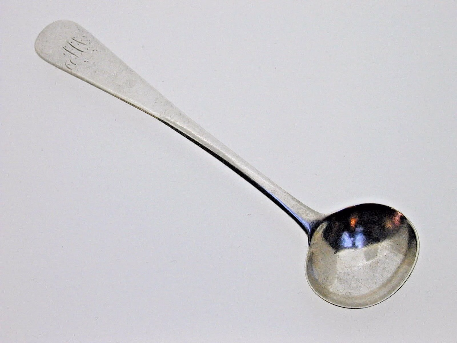 Antique Sterling Silver Salt Spoon George Iii Hallmarked Monogrammed 8 Grams