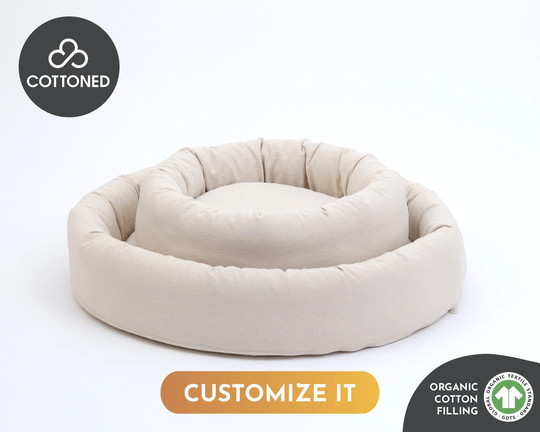 Custom Organic Cotton Round Pet Bed | Filled With Gots Sizes Available Or Size On Request