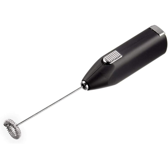 Pesce - Milk frother (in steel, very powerful motor at 14,000 rpm, special spiral, easy cleaning, milk frother, Matcha brush) Black